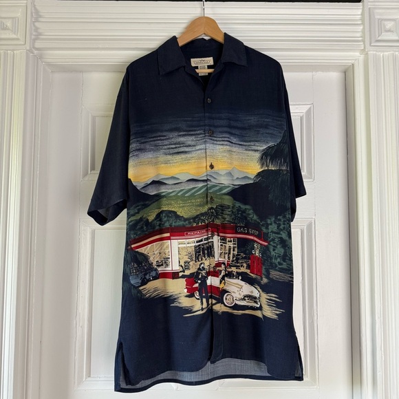 Vintage Natural Issue Men's James Dean-esque Gas Station Shirt Hawaiian Retro - Picture 1 of 11